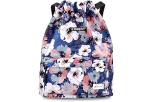 Risefit Waterproof Drawstring Bags, Printed Gym Bags Sports Backpacks for School PE Yoga for Men Women Girls Students