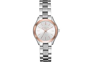 Michael Kors Damenuhr Mini Slim Runway, 33 mm Gehäusegröße, Dreizeigerwerk, Edelstahlarmband
