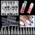 Fcozpjk 120Pcs Dual Nail Forms Set Full Cover Nail Extension Tips Coffin Almond False Nail Tips Acrylic Nail System Dual Forms With Silicone French Forma Stickers French Guides Nail Tools…