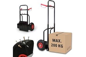 ‎GRAFNER Grafner Sackkarre klappbar, Vollgummireifen, Belastbarkeit 200kg, PU Reifen, Haltegriffe und Schutzblech, Stahl Transportkarre Stapelkarre Transportwagen Transportroller Treppensackkarre ausziehbar