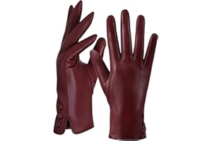 GSG SINCE 1998 GSG Guantes de Cuero Mujer con Forro de Lana/Forro Polar Pantalla Táctil Guantes de Invierno Cálidos Piel de Carnero Guantes de Conducción para Damas W2306