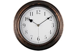 DIYZON Retro Wall Clock, 12'' Vintage Silent Non Ticking Classic Clocks, Easy to Read, Quality Quartz Clock Battery Operated, Decorative Bedroom, Kitchen, Office
