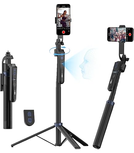 Auto Face Tracking Tripod For IPhone,70" Tall Travel Phone Tripod Remote Gesture Control Selfie Stick Video Recording Tiktok Live Streaming Content Creato - View #4