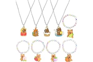 FORTIVAE Kids Jewellery Sets for Girls, 9 Pcs Capybara Bracelet and Necklace, Cartoon Animal Girls Jewellery, Accessories Jewelry Party Favors Gift, Beaded Bracelet Necklace for Kids