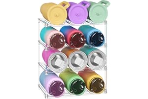 Lifewit Organizador Apilable para Botellas de Agua para Armarios, Congeladores, Despensas, Botellero de Plástico para Encimeras de Cocina, Escritorios, 4 Pisos para 12 Botellas