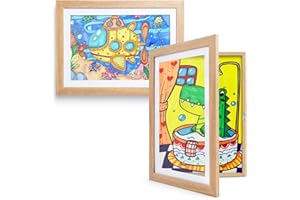 Aevorant 2 Piezas Marcos para Dibujos Infantiles A4, Marcos para Dibujos de Niños, Marco de Arte Infantil Plegable A4 Apertura Frontal Rellenable Abrible Marco Infantil para Obras de Arte