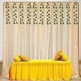 Party Propz Net Backdrop for Decoration with Warm Yellow Led Light (9m), Artificial Green Leaves -8 Pcs Haldi Decoration Items for Home, Backdrop for Pooja Decoration, Backdrop Cloth for Decoration