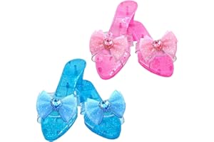 GENERIC 2 Pair Princess Shoes High Heels For Kids, Princess Dress Up Shoes Anti Slip,girls Dressing Up Portable Pretend Play Crystal Heels For Stage Masquerade Carnival School Character Day Costume