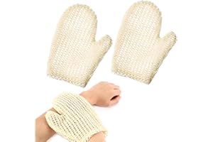 Raheem 2 Stück Sisal-Peelinghandschuhe Körperpeeling Massage-Exfoliationshandschuhe Badeschrubber Körperwaschhandschuhe für intensive Reinigung & Hautglättung – Perfekt für Spa & Peeling