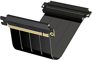 LINKUP - AVA5 Cavo Riser PCIE 5.0 | Pronto Futuro per Supporto GPU Verticale Gen 5 | velocità x16 128GB/s | Compatibile con PCIE 4.0 | Progettato per ITX | Doppia inversa, Nero 22cm