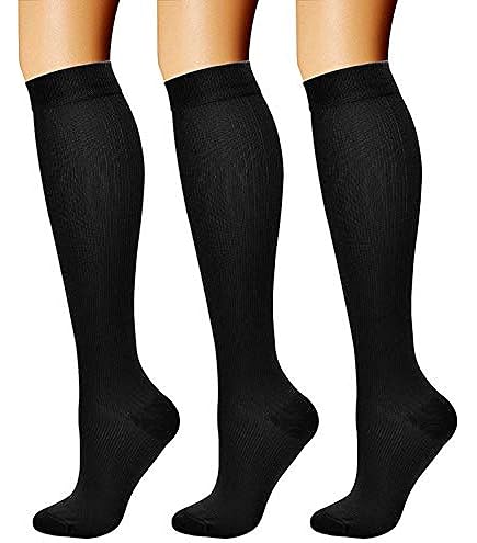 LEOSTEP Calze a compressione per uomo e donna (6 paia) Tubo lungo antiscivolo ideale per corsa, i viaggi da trekking e le calze di volo