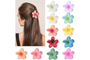 GOXEON 8.4x8.4cm 12 Stück Hawaiian Plumeria Haarschmuck - große Krallenclips für dickes und dünnes Haar, tropische Strand-Haarclips für Frauen und Mädchen