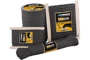 FISHLUND Odblaskowa linka Paracord 250 kg, 7 żyłek typu III Paracord, 15 m, nylonowa linka spadochronowa o wysokiej wytrzymałości, na kemping, survival, wędkarstwo, taktyczność i wędrówki, kolor