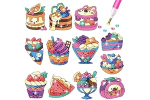 CHYEEH Diamond Painting Kit Bambino, 12 Pezzi DIY Pittura Diamante Animali Autoadesivo, Kit Mosaico per Bambini 6D Adesivi Diamante Kit Ricamo Diamante per Bambini e Principianti Adulti