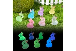 DSLIHA 70Pcs Easter Mini Resin Bunny Glow in The Dark Mini Animals Luminous Tiny Little Small Resin Rabbit Bunnies for Dollhouse Accessories Micro Fairy Garden Decor Easter Egg Fillers Party, DIY Craft