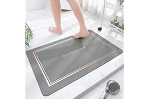 APOMKJOE Alfombrilla superabsorbente, Alfombrillas de baño de Secado rápido, Alfombrillas de baño absorbentes para el hogar, Parte Inferior Antideslizante de Goma, fácil de Limpiar (40x60cm, Gris Claro)