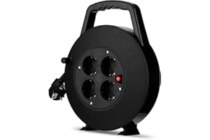 REV Kabeltrommel, Kabelbox 4-fach, 5m, Überhitzungsschutz, schwarz