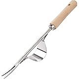 Edelstahl Unkrautstecher Garten Manueller Weeder Wurzeljäter Edelstahl-Unkrautjäter Gartenarbeit Gabel mit Naturholzgriff für