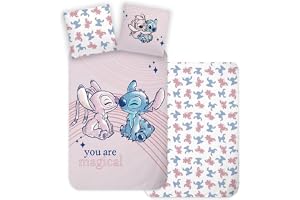 Stitch och Angel Babypåslakan 100x135 + Örngott 40x60 100% Bomull Disney