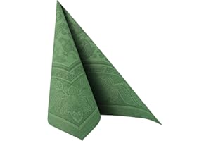 PAPSTAR 50 tovaglioli "Royal Collection" 1/4 piegati 40 cm x 40 cm, verde scuro "Ornaments"