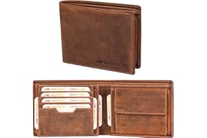 Marc Peter Oslo portfel męski ze skóry z ochroną RFID, duży, 13 przegródek, portfel dla mężczyzn, portfel z prawdziwej skóry, brąz, Onesize, Casual