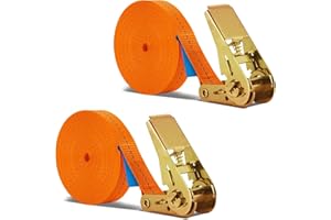 2 Stück 10m lang Spanngurte mit Ratschenschloss, Basicon 800KG Ratschengurte Zurrgurte, 25 mm breit mit Ratsche Befestigungsriemen Verstellbare Befestigungsriemen für Feste Ladung