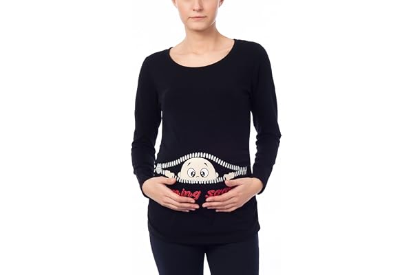 M.M.C. Coming Soon - vêtement de maternité Mignon et Rigolo | T-Shirt de maternité avec Motif pour la Grossesse | T-Shirt de Grossesse - à Manches Longues
