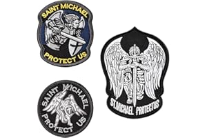 FaithHeart Naszywki taktyczne z rzepem, z motywem św. Michała Archanioła, haftowana, do plecaka, wojskowa, na kamizelkę, z tkaniny, na czapkę, zestaw 3 szt.