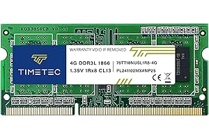 Timetec 4GB DDR3L / DDR31866MHz PC3L-14900 / PC3-14900 Non-ECC Unbuffered 1.35V / 1.5V CL13 1Rx8 Single Rank 204 Pin SODIMM Laptop Notebook PC Computer Memory RAM Module Upgrade (4GB)