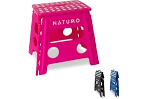 NATUMO® Sgabello pieghevole XL per bambini e adulti, sgabello pieghevole, leggero e antiscivolo, per campeggio, bagno, cucina e giardino, 33 cm (rosa)
