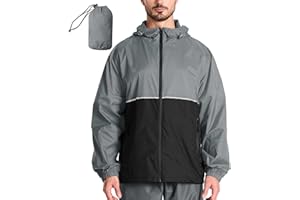 SPEEDRUN Chubasquero Hombre Impermeable Chaqueta Ligera Cortavientos Running Hombre con Capucha Chubasquero Moto con Bolsillos Cortavientos Transpirable con Cremallera Chubasquero para Ciclismo, M-3XL