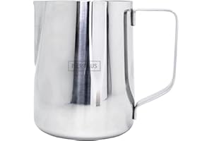 NERTHUS FIH 1459 Lattiera in acciaio inox da 350 ml, caraffa per montare il latte, con misure in ml e once, ideale per caffè, cappuccini e latte art.