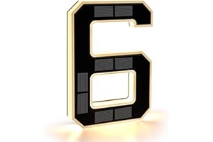 CARPESUN Solar Números Para Casas Iluminación Impermeable Para Exteriores, Negro Numeros Casa Exterior, Número de Puerta (6 - Negro, 23 cm)