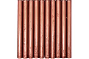 KELZIA KEALS Pack 10 Barras de Cera de Sellado de Pistola de Pegamento - Sello Lacre Vintage Para Invitaciones de Boda Cumpleaños Tarjetas Regalo Cartas. (Cobre Melocotón)