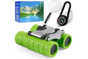 OSDUE Binocolo 8x21 per Bambini, Kit Esploratore con Cannocchiale, Bussola e Lente D'Ingrandimento, per Bird Watching (Verde)