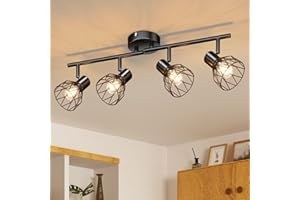 ‎KIMJO Kimjo LED Deckenstrahler 4 Flammig - Strahler Deckenleuchte E14 4 Flammig Deckenstrahler Schwarz - Lampe Küche Deckenlampe LED - Lampe Wohnzimmer Schlafzimmerlampe Deckenspots Nein Leuchtmittel
