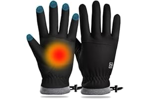 Yobenki Winter Running Gloves for Men Women, Thermal Gloves Waterproof, Thickened Fleece Lining Warm Gloves Cold Weather, Touchscreen Gloves for Ski Cycling Driving