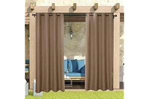 WEEHOMY Cortina de exterior impermeable, con ojales, resistente al viento y a los rayos UV, resistente al agua y al moho, para porche, pérgola, patio, puertas correderas