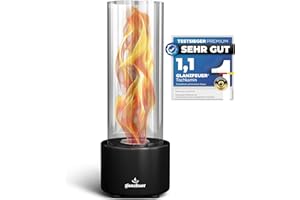 ‎GLANZFEUER Glanzfeuer Bioethanol Table Fireplace Outdoor & Indoor Bioethanol - Extra Long Burning Time with Swirl Flame - Table Fire Decoration - Table Fireplace Fire Column - Garden & Decoration Gift