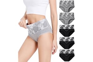 HAVVIS Women's High Waist Knickers Ladies Cotton Briefs Underwear Full Back Coverage Panties Plus Size Multipack