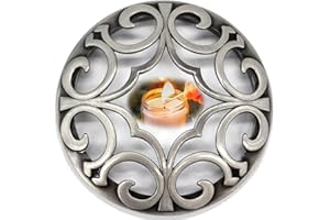Hion Scented Candle Topper Cover to Burn Evenly, Illuma Lid Candle Jars Accessories Decoration Gifts for Women, Elegant Carved Shades Sleeves Increases Atmosphere Party(Space Silver)