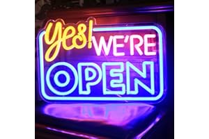 DAKABUKA Yes We are Open, insegna al neon per affari, dimmerabile, luce al neon aperta, alimentata tramite USB, per negozi, caffè, hotel, ristoranti, bar (42 x 28 cm