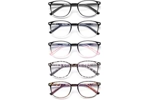 JOLISU 5 Pack de lunettes de lecture pour femmes, lunettes à charnière à ressort pour ordinateur, bloquant la lumière bleue