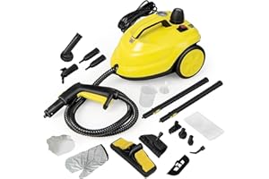 RELAX4LIFE Nettoyeur Vapeur Haute Pression 2000W |1,8 L Réservoir d'Eau | 5 Bar |18 Accessoires Polyvalents,Nettoyeur Vapeur pour Canapé, Tapis, Vitre, Verre(Jaune | plus+)