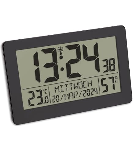 Lancoon Digitale Wanduhr Mit Temperatur & Luftfeuchtigkeit – LCD Display, Datum, Aufstell- & Aufhängbar (20,2 Cm)