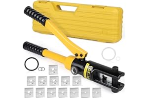 SWAWIS 16T Pinza Crimpatrice Idraulica 8–300 mm² Pinza Crimpatrice Capicorda con 13 Set di Stampi per Terminali in Rame e Alluminio Adatta per Cavi da 10AWG-600MCM