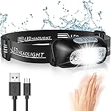 Glangeh Torcia Frontale, Lampada Frontale con Sensore Movimento, USB Ricaricabile, Batteria 1200mAh, IPX6 Impermeabile Torcia