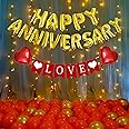 Party Propz Happy Anniversary Decoration Items Kit - 40Pcs Wedding Anniversary Decoration Items | Happy Anniversary Decoration Set | Heart Balloons for Decoration | Anniversary Decoration for Couple