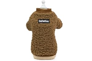 SMALLLEE_LUCKY_STORE Weicher Sherpa-Fleece-Pullover für kleine Hunde und Katzen, Sweatshirt, Jacke, Pullover, Welpen, Kätzchen, Wintermantel, warme Haustierkleidung, braun, Größe M