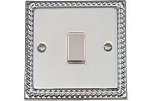 G&H BRASSWARE G&H MC201 Monarch Roped Polished Chrome 1 Gang 1 or 2 Way Rocker Light Switch